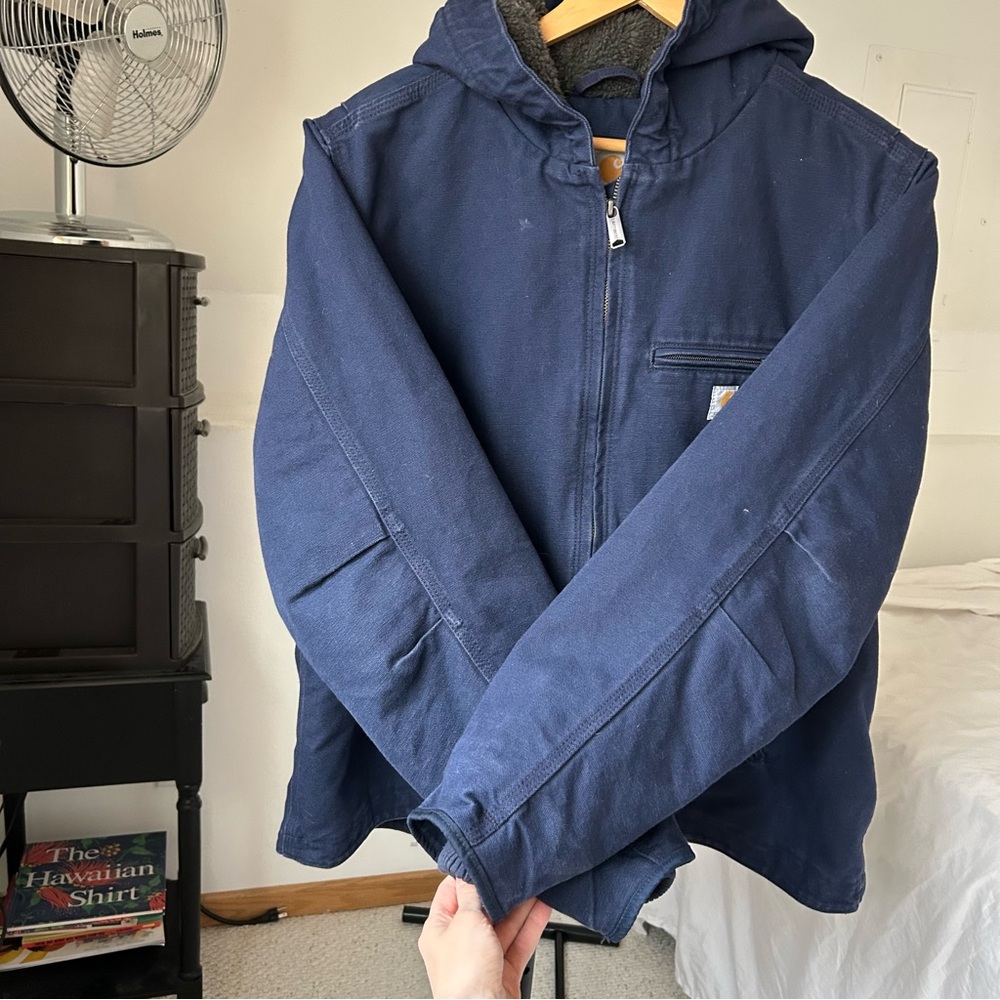 Carhartt Sierra Washed Duck Sherpa Lined Canvas Jacket Blue Women’s XXL - Picture 4 of 9
